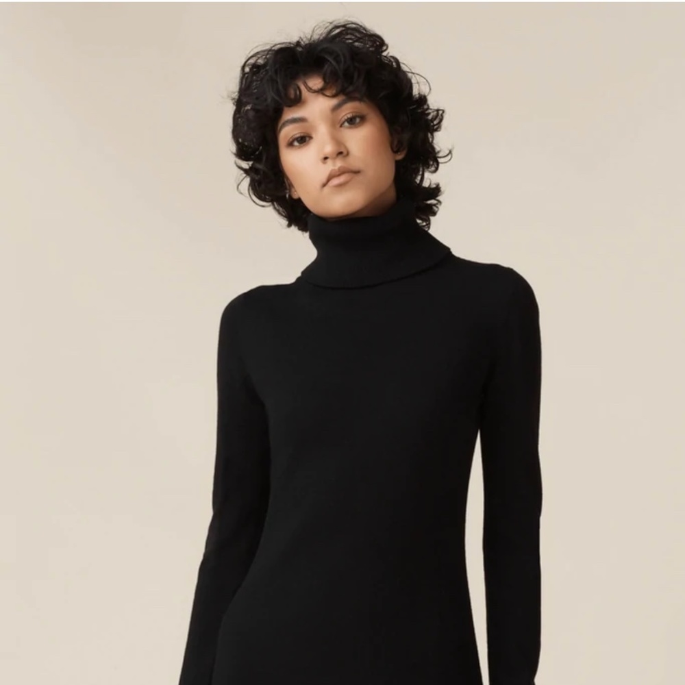 VETTA The Mock Neck Sweater Dress, NWT Black size Small